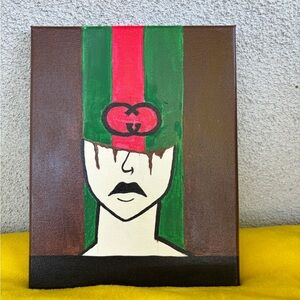 Abstract Face Canvas Art in Green, Red, and Brown